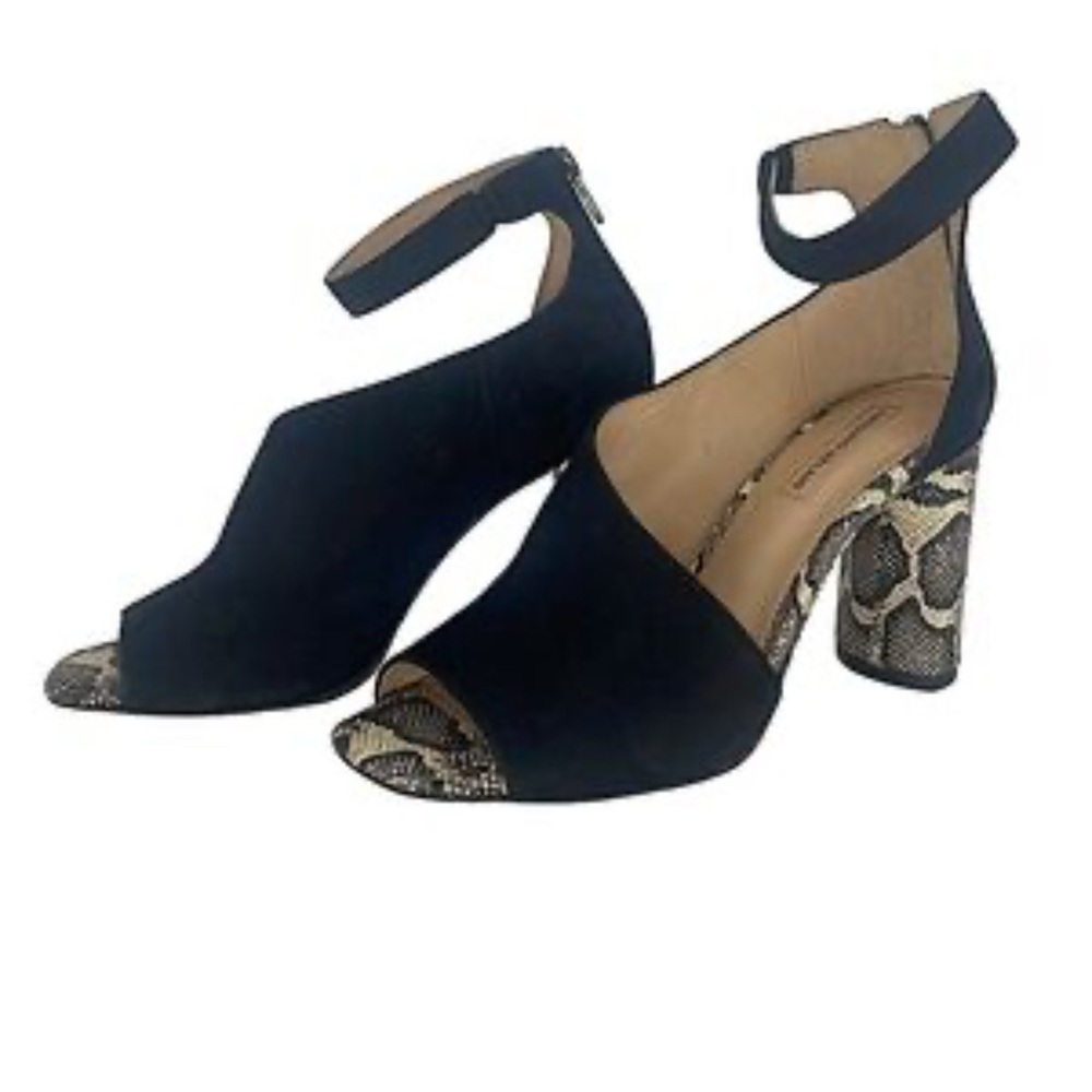 Women's Black and Snake Print Heels